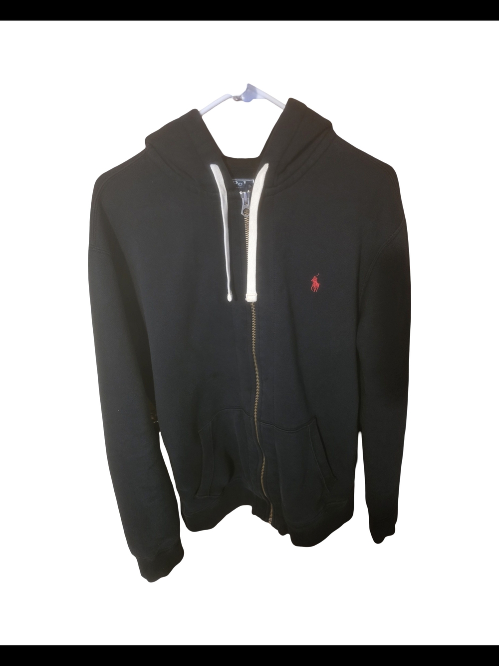 Polo by Ralph Lauren Black Zip Hoodie with Red Pony
